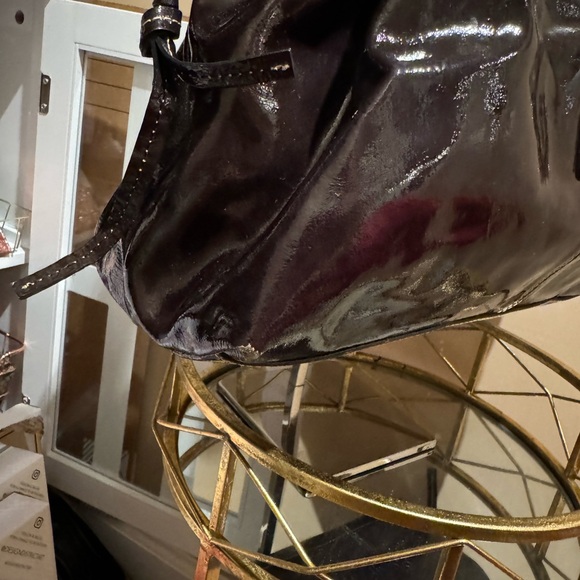 DOONEY & BOURKE Chiara TOTE Brown PATENT LEATHER Drawstring Purse - Picture 4 of 9